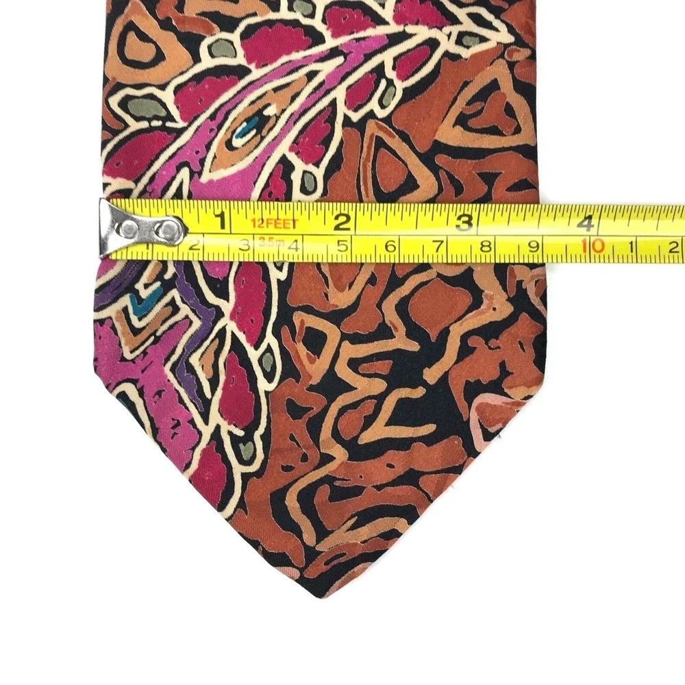 J.Blades & CO. Men's Tie 100% Silk Handmade Orange Pink Paisley Abstract Necktie